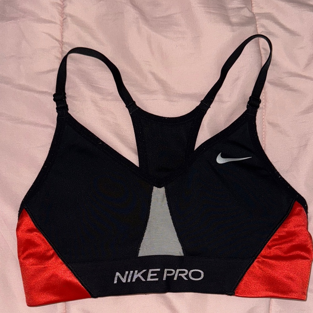 Nike Pro Black and Red Sports Bra